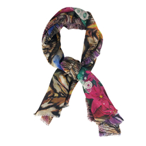 Bufanda de lana de seda estrecha multicolor impresa personalizada al por mayor