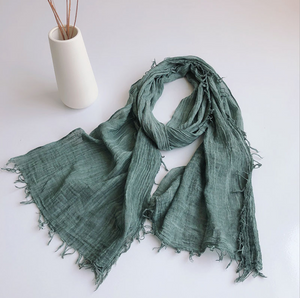 Bufanda larga y fina suave suave 100% del algodón del color verde al por mayor del estilo para las mujeres