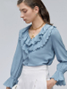 Diseño de blusa de seda de manga larga para mujer