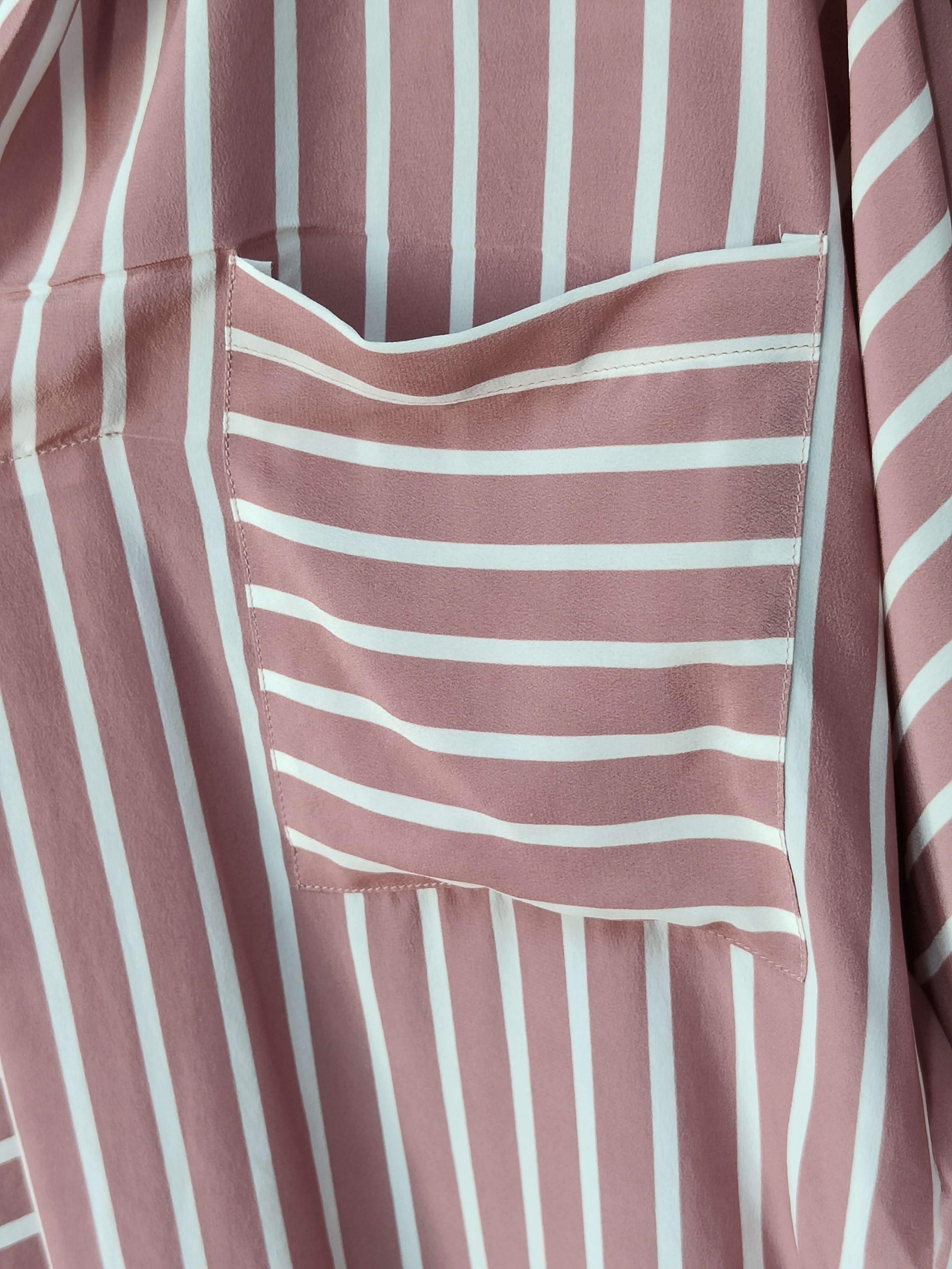 Blusa de seda 100 con rayas rosas de talla grande de marca privada a granel